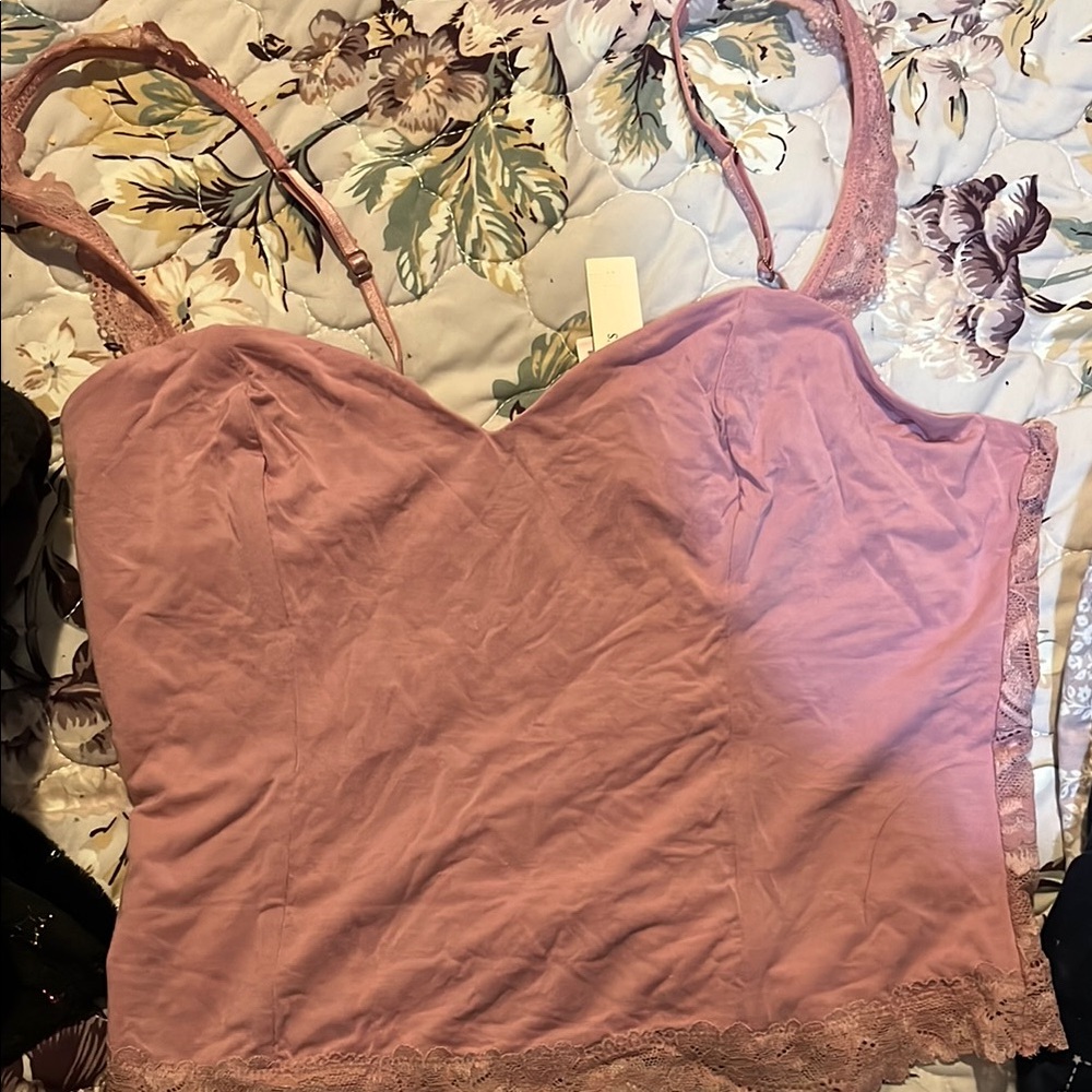 Pink Lace Trim Camisole